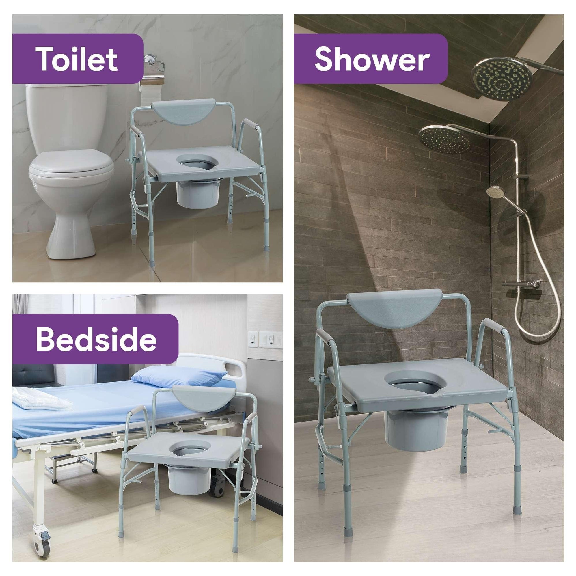 Bariatric Drop Arm Bedside Commode Chair — ProHealProducts