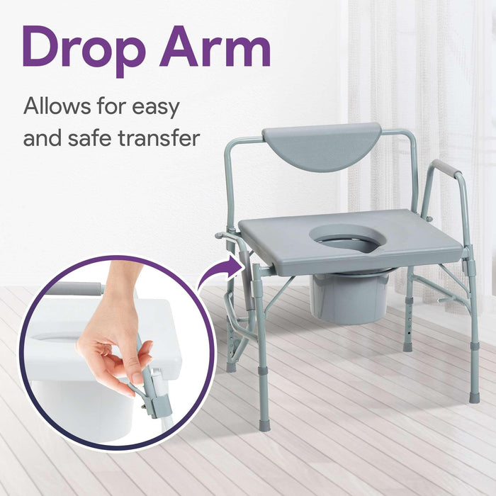 Bariatric Drop Arm Bedside Commode Chair