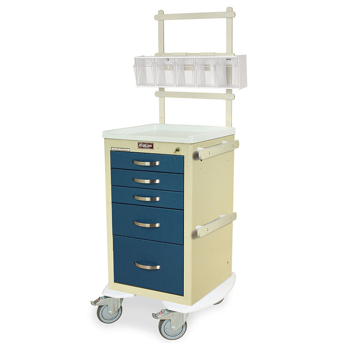 A-Series Narrow Aluminum Anesthesia Cart with Accessories & Five Drawers