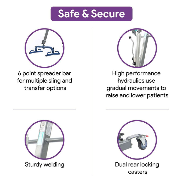 Hydraulic Patient Lift for Home Use - 400 lb Weight Capacity