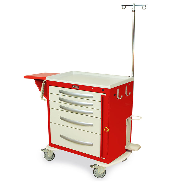 A-Series Light Crash Cart With Emergency Accessories & Five Drawers