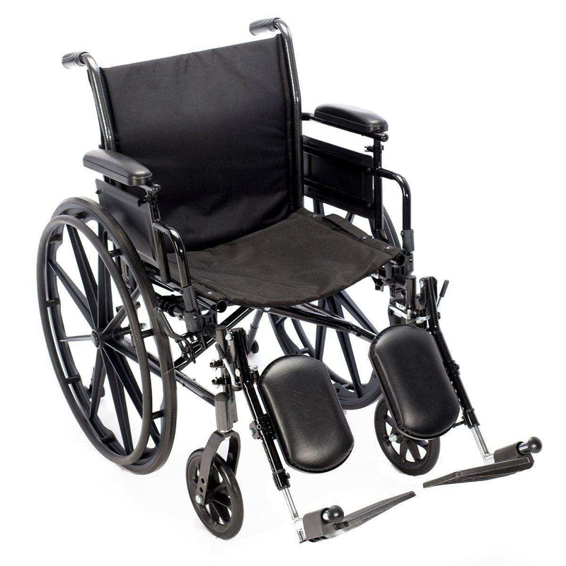 K3 Wheelchair, Detachable Full Arms, Elevating Leg Rests, 18 Seat with Anti-Tippers, Seatbelt and Cushion