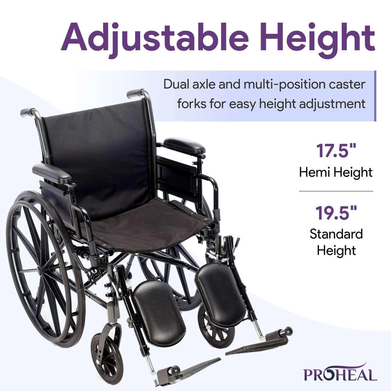 K3 Wheelchair, Detachable Full Arms, Elevating Leg Rests, 18 Seat with Anti-Tippers, Seatbelt and Cushion