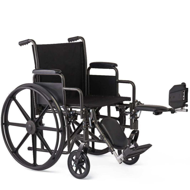K3 Wheelchair, Detachable Full Arms, Elevating Leg Rests, 18 Seat with Anti-Tippers, Seatbelt and Cushion