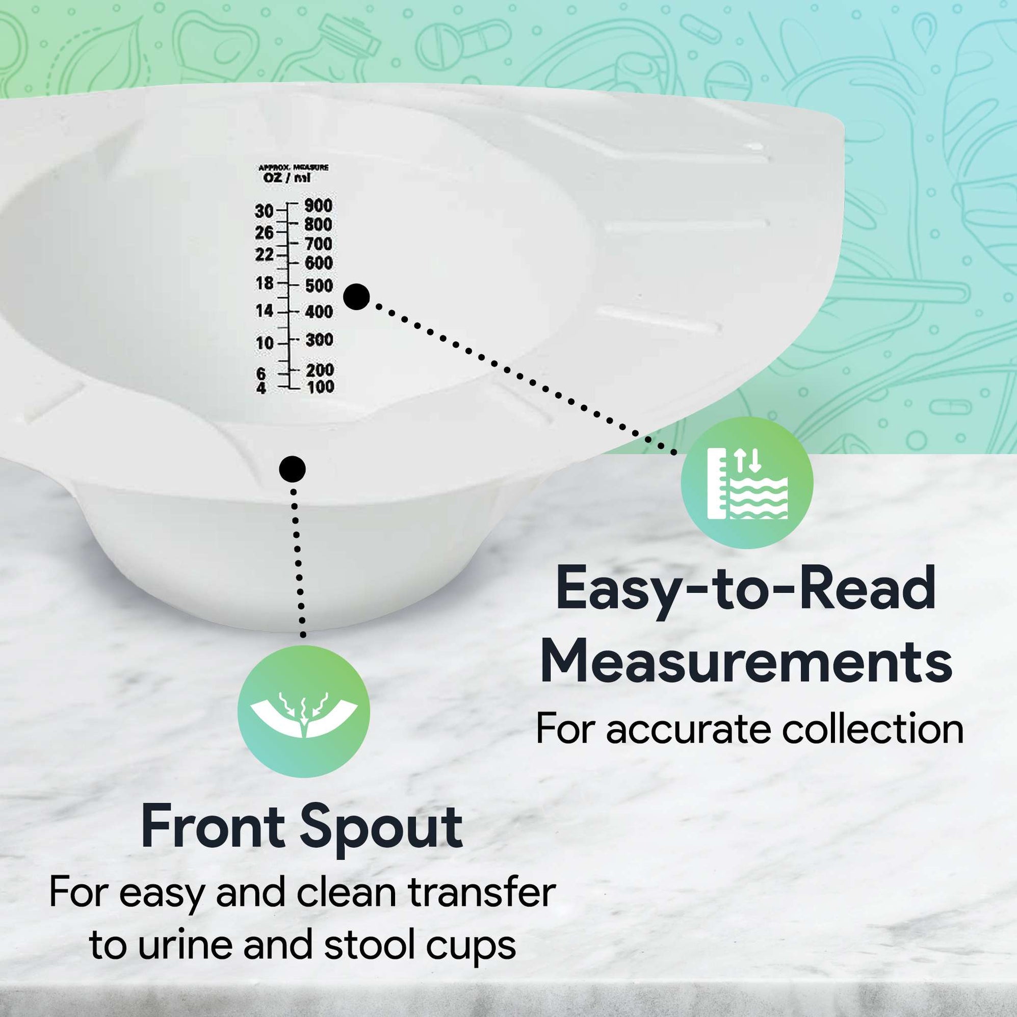 Urine Collection Hat for Toilet 5 Pack with Wide Brim Wings — ProHeal