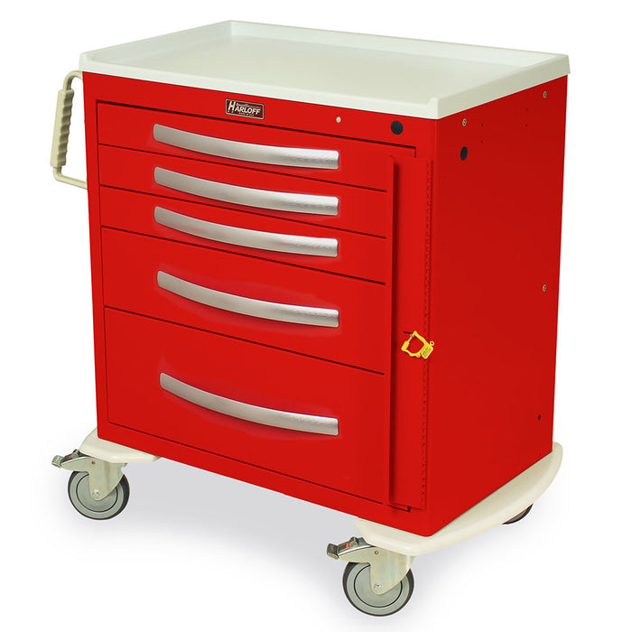 A-Series Lightweight Aluminum Crash Cart With Five Drawer & Breakaway Lock