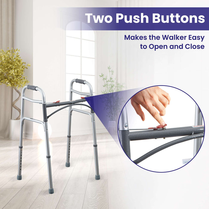 4 Two Button Folding Junior Walker without Wheels