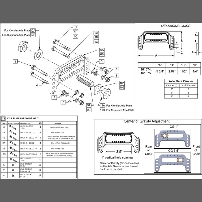 Aluminum Indexed Axle Plate for Quickie 2 Wheelchair