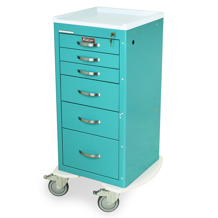 A-Series Narrow Lightweight Anesthesia Cart with Six Drawer & Key Lock