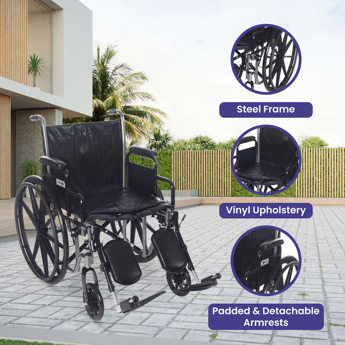 Wings Bariatric Wheelchair for Adults - 500 lb. Weight Capacity