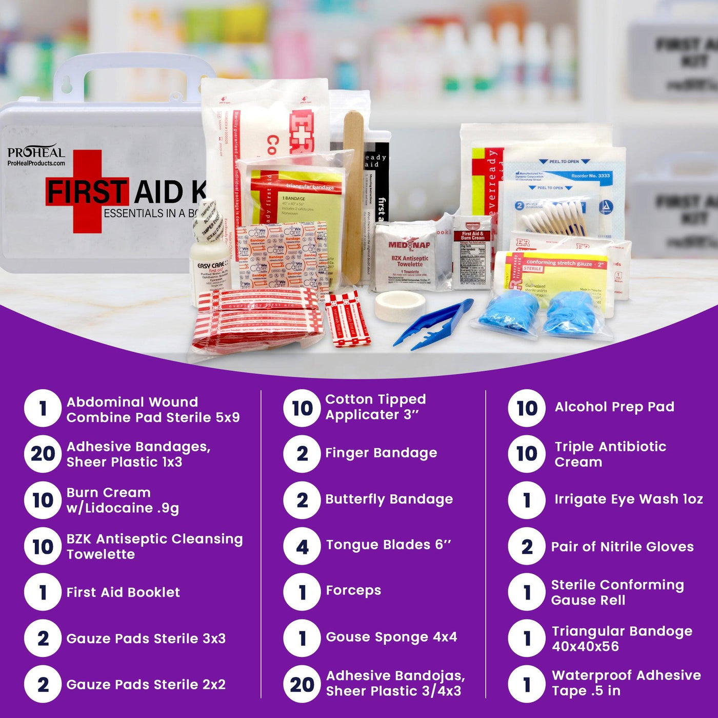 OSHA Compliant First Aid Kit Essentials in a Box - 71 Essential 10 Per ...