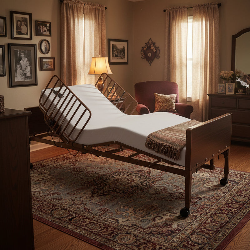 Cama de hospital semieléctrica - 36"x80" - Altura ajustable y Hi Lo