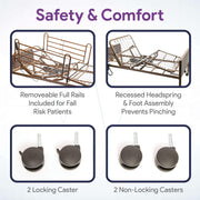 Full Electric Hospital Bed - 36"x80" - Adjustable Height and Hi Lo - ProHeal-Products