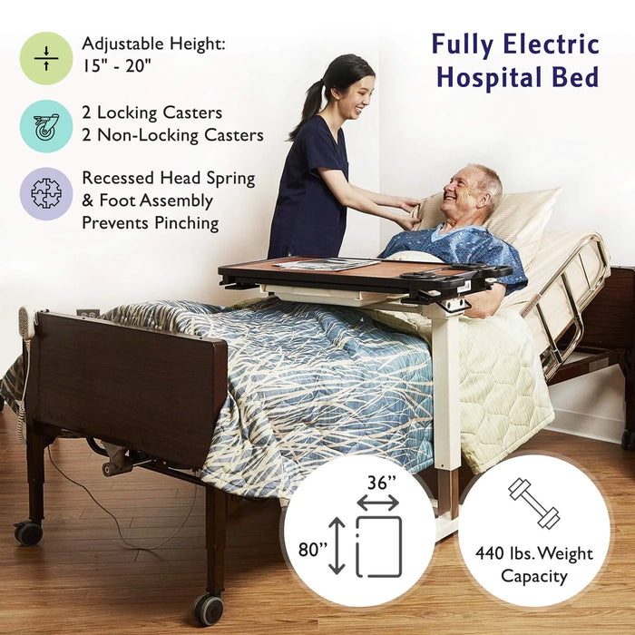 Full Electric Hospital Bed w/ Mattress & Rail Options Medacure