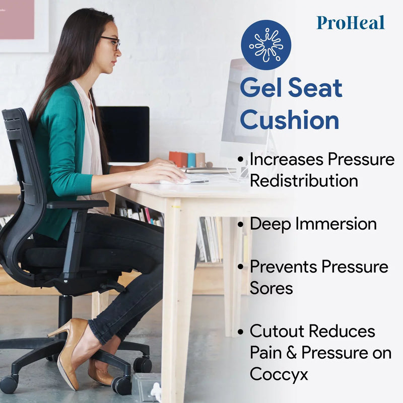 Gel Infused Foam Wheelchair Seat Cushion w/ Coccyx Cutout - ProHeal-Products