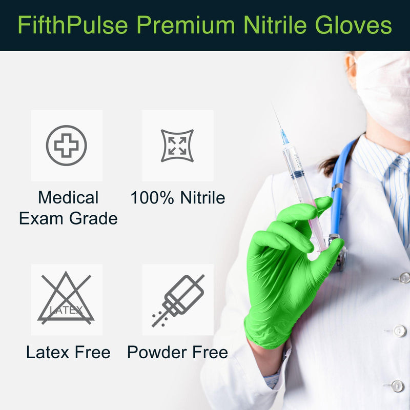 Green Disposable Nitrile Gloves FifthPulse