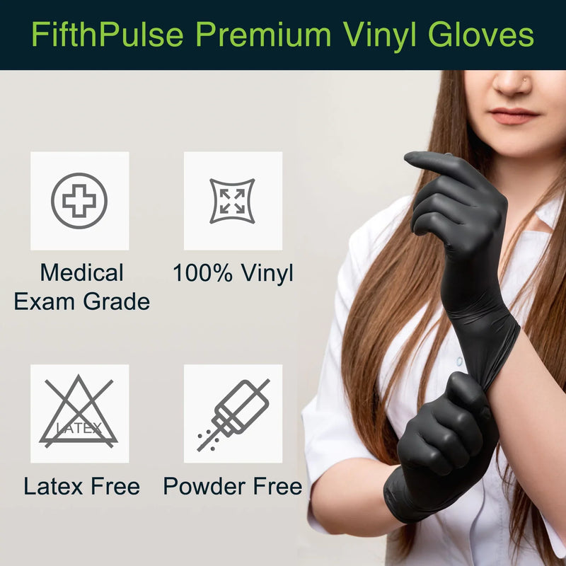 Medical Grade Vinyl Gloves - Black - ProHeal-Products