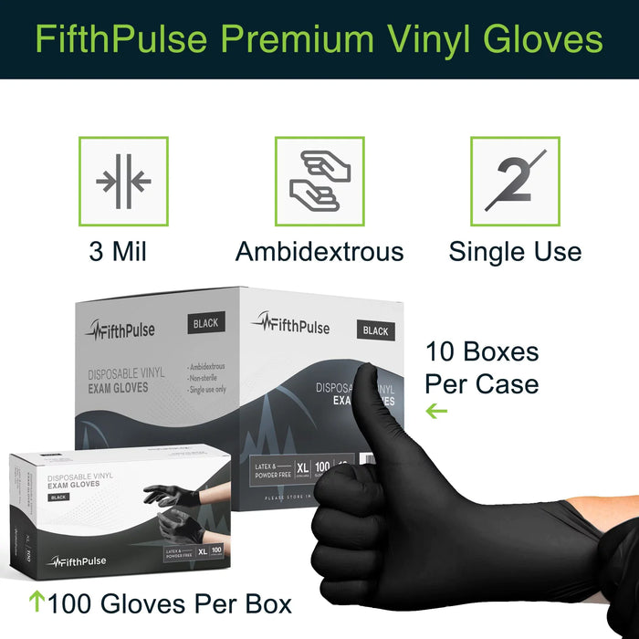 Medical Grade Vinyl Gloves - Black - ProHeal-Products