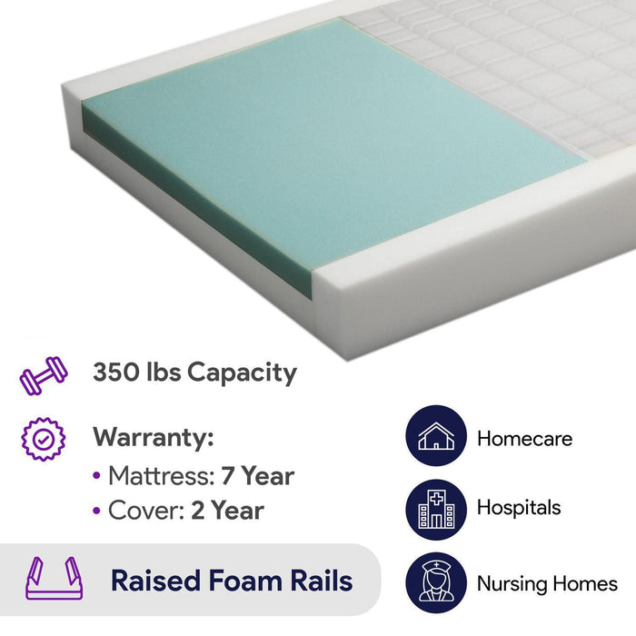 Colchón de cama de hospital de espuma viscoelástica - Prevención de dolor  de cama de varios niveles — ProHeal-Products