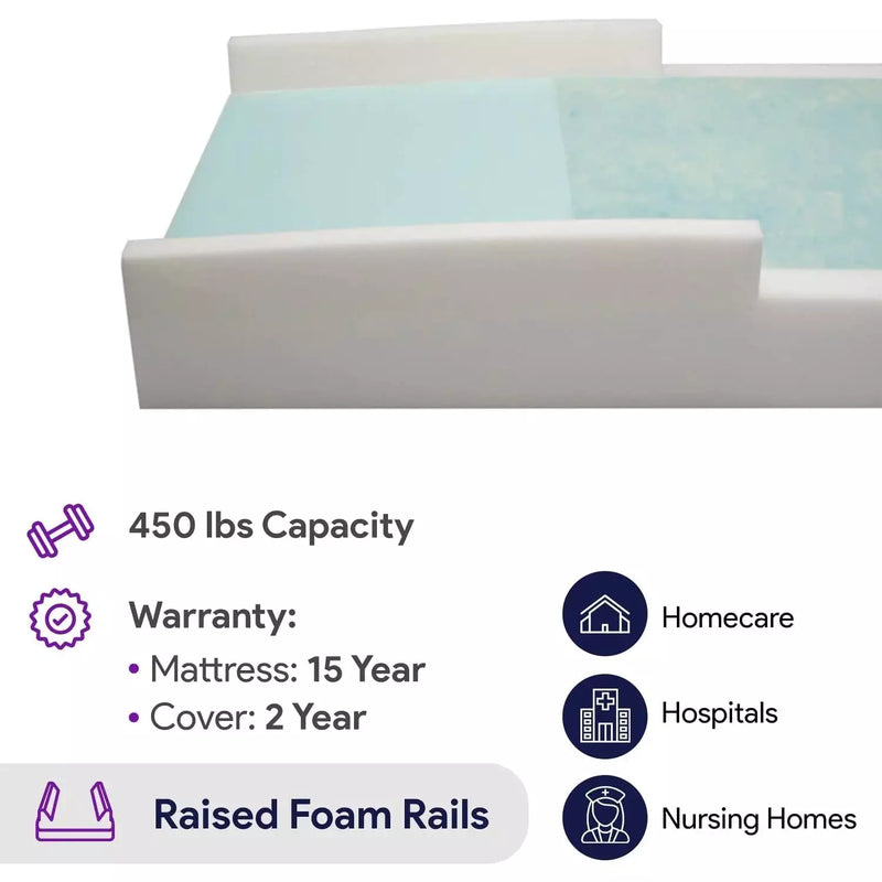 Memory Foam Hospital Mattress Pressure Redistribution, Gel Infused - ProHeal-Products