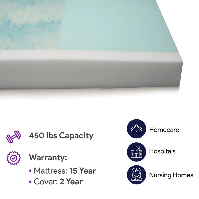 Memory Foam Hospital Mattress Pressure Redistribution, Gel Infused - ProHeal-Products