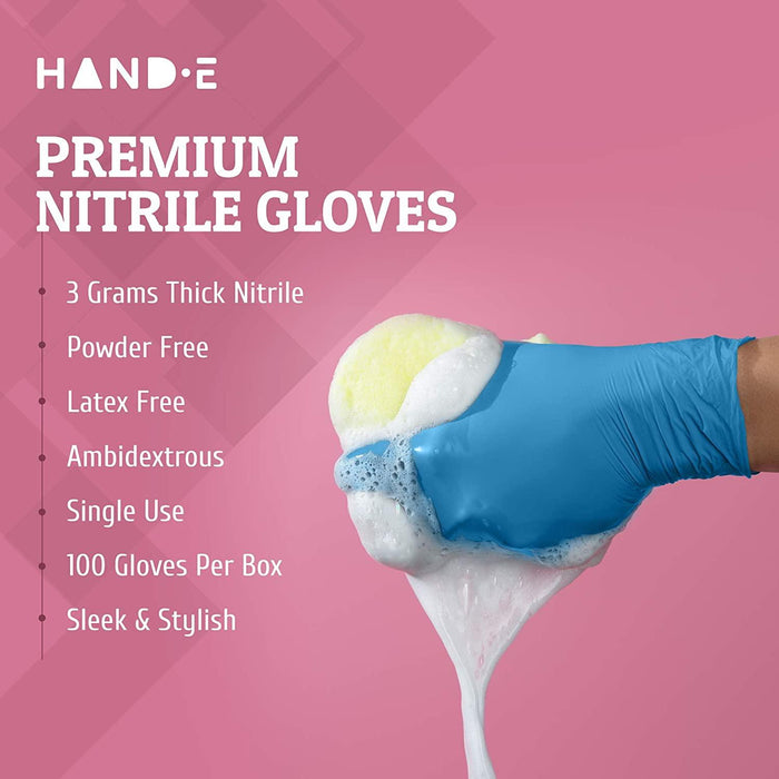 Nitrile Gloves - Blue Hand-E Touch