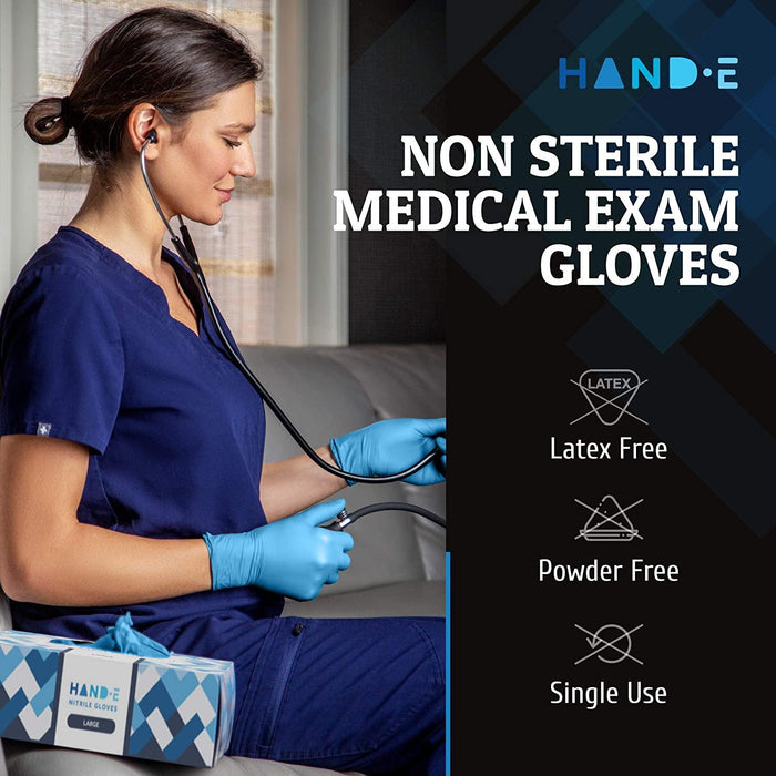 Nitrile Gloves - Blue Hand-E Touch