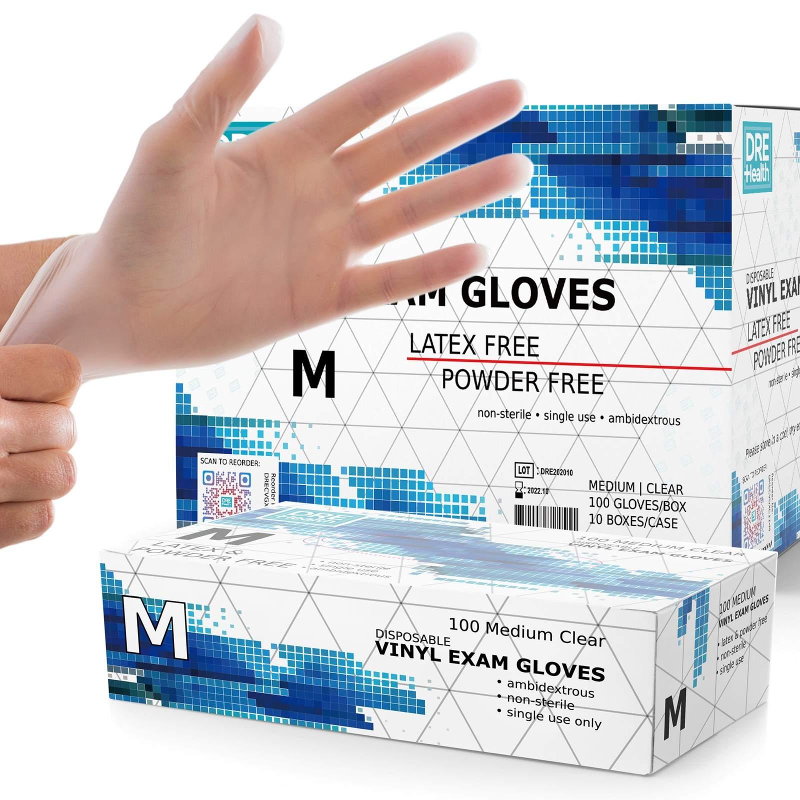 DRE Health Powder Free Disposable Vinyl Gloves - Clear — ProHeal