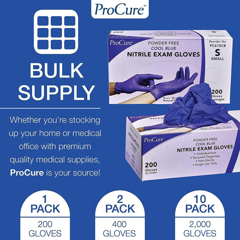 ProCure Disposable Nitrile Gloves - Cool Blue ProCure