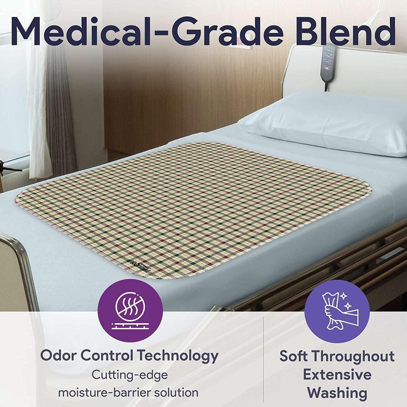 ProHeal Reusable Washable Bed Pads - Twill Plaid Waterproof Chucks - 34x36 - Shop Home Med