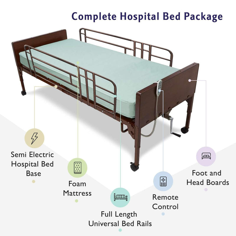 Semi Electric Hospital Bed Mattress Rails Options Medacure