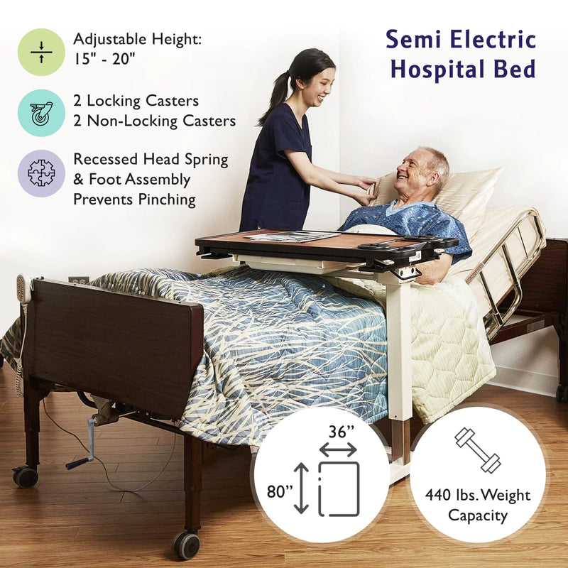 Semi Electric Hospital Bed Mattress Rails Options - ProHeal-Products