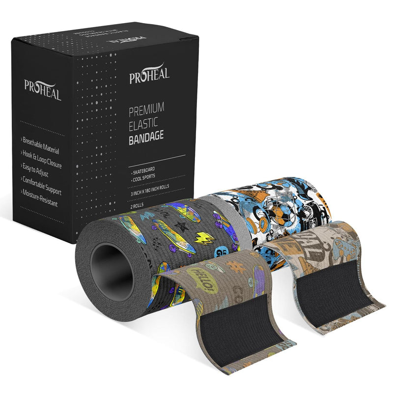 Skate Boards & Sports Compression Bandage Wrap For Wounds - 2 Pack - ProHeal-Products