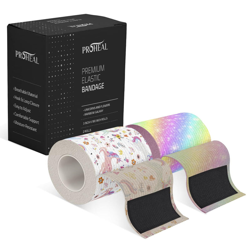 Unicorns & Rainbows Compression Bandage Wrap For Wounds - 2 Pack - ProHeal-Products