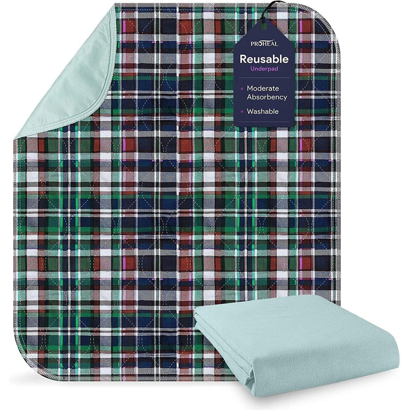 ProHeal Washable Bed Pads - Soft Tartan Leak Proof Chucks - 34"x36" - Shop Home Med