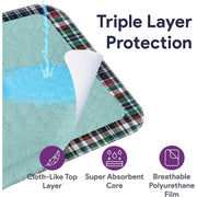 ProHeal Washable Bed Pads - Soft Tartan Leak Proof Chucks - 34"x36" - Shop Home Med