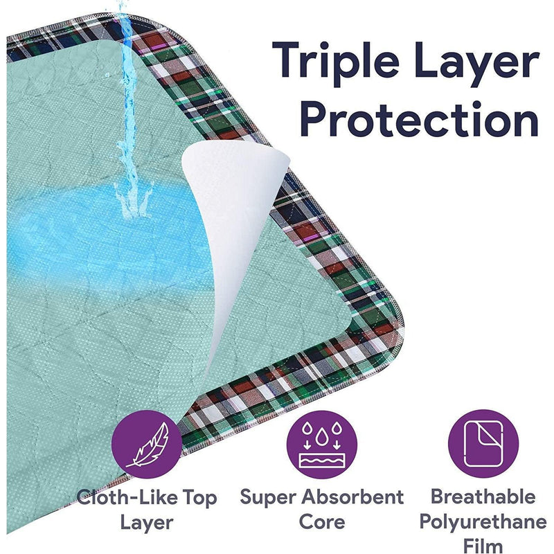 ProHeal Washable Bed Pads - Soft Tartan Leak Proof Chucks - 34"x36" - Shop Home Med