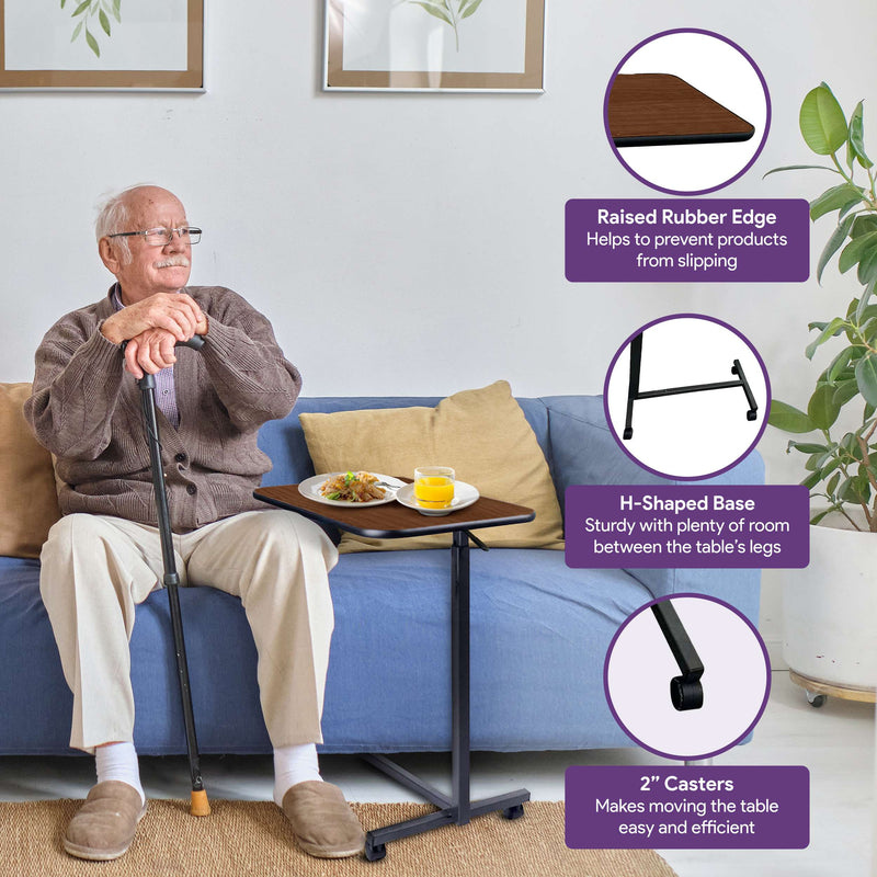 Overbed Table with Wheels - Cherry