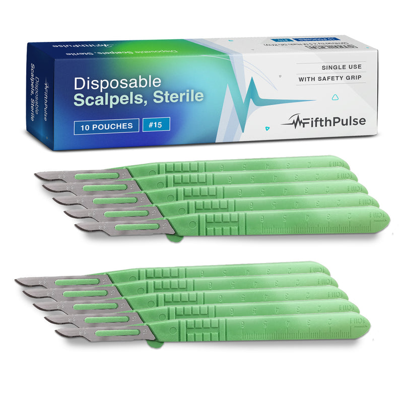 Disposable Scalpel Knife #15 - Ten Individually Wrapped Sterile Scalpel Blades