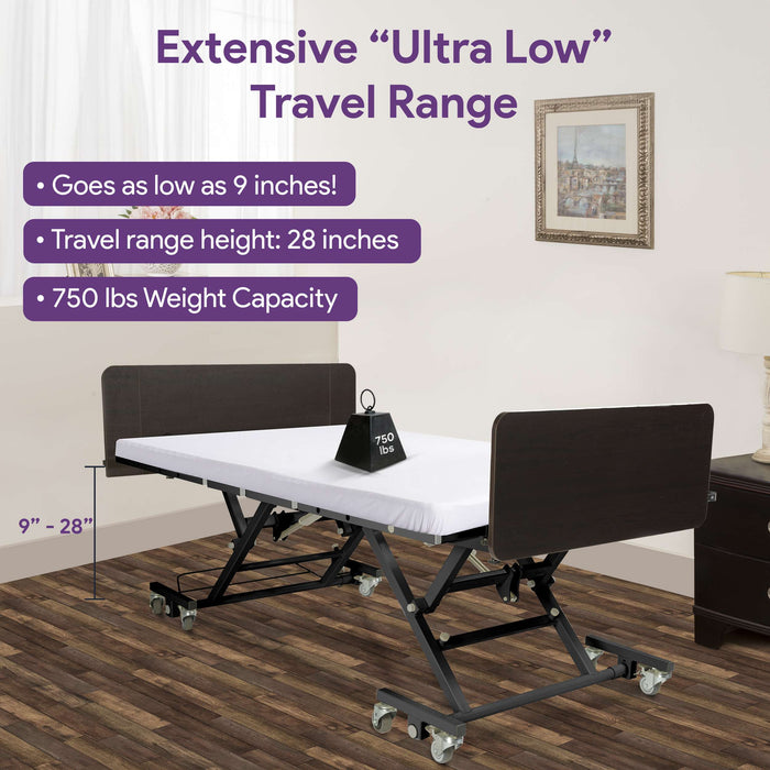 Bariatric Electric Hospital Bed & Mattress Ultra Low - Expandable Width & Height