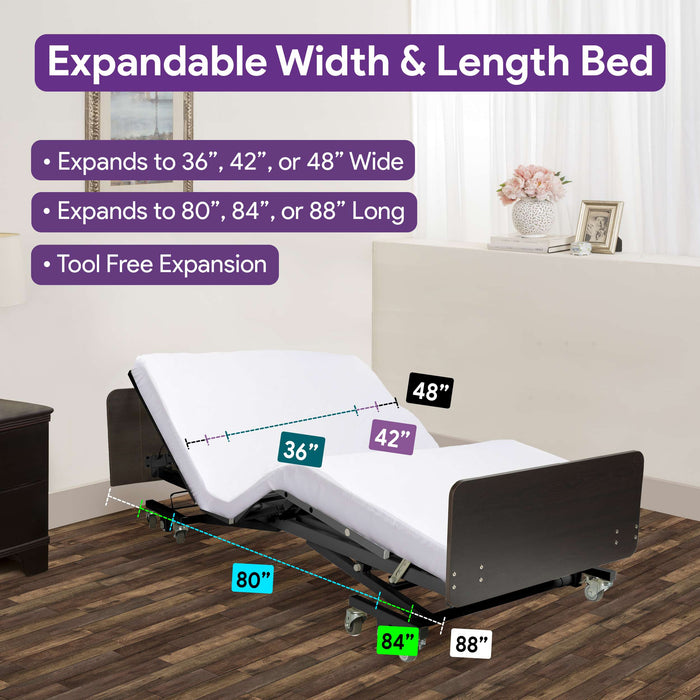 Ultra Low Electric Expandable Hospital Bed- Memory Foam Mattress - Qbar