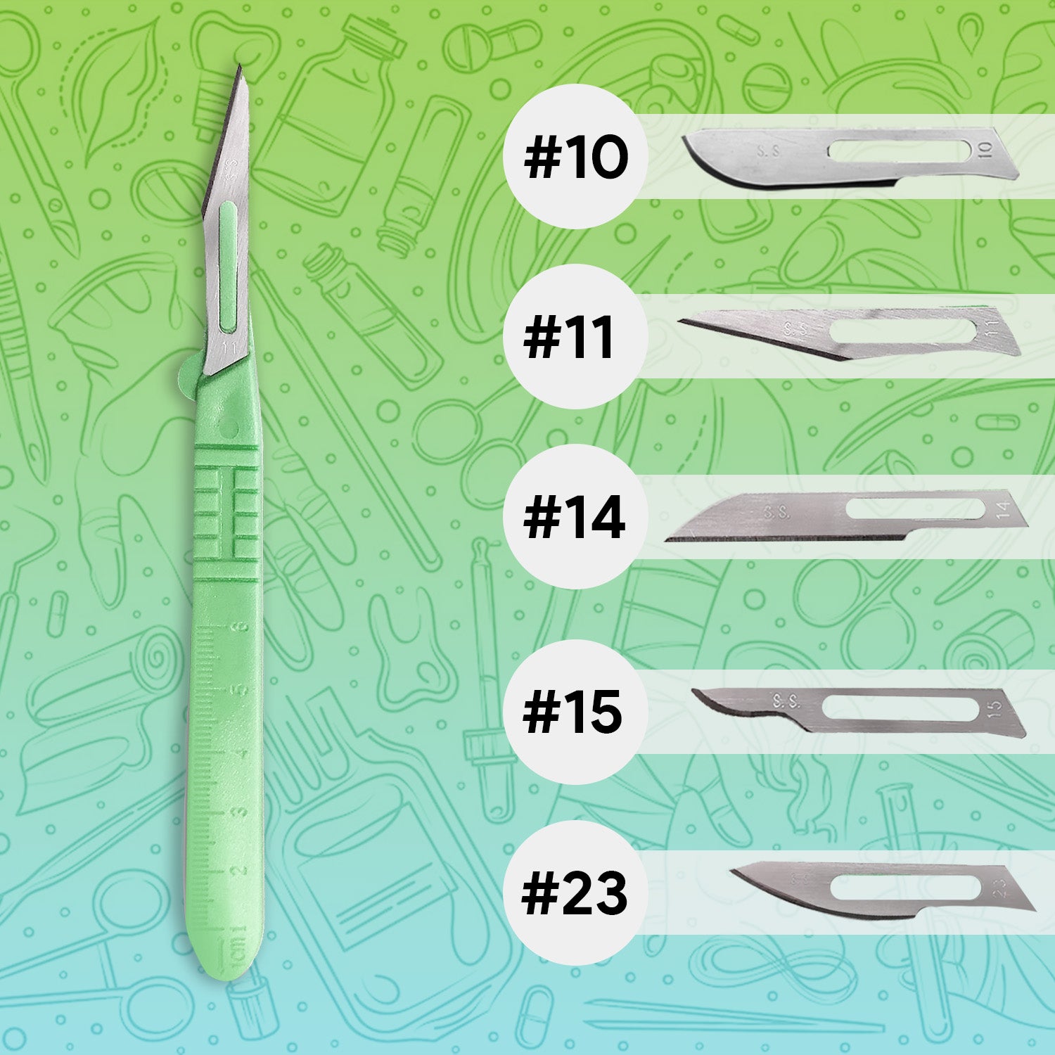 Premiere 10-Pack Disposable #11 Surgical Scalpels | Sterile With Plastic Handle