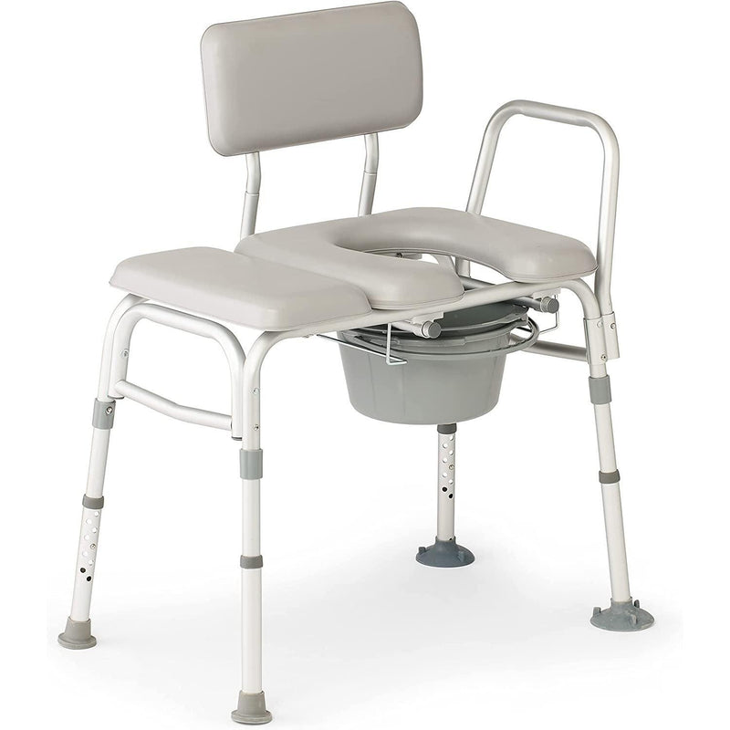 Padded Transfer Bench and Commode 400lb. Capacity