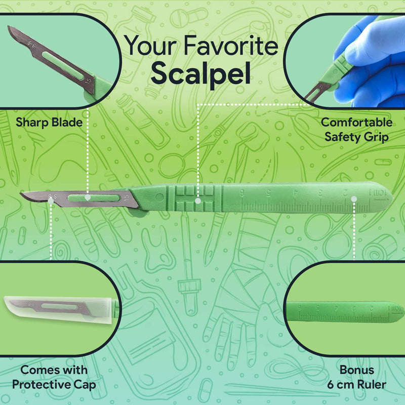Disposable Scalpel Knife #15 - Ten Individually Wrapped Sterile Scalpel Blades