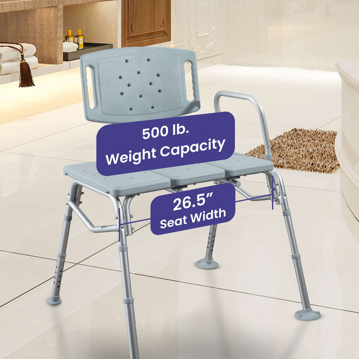 Bariatric Transfer Bench Shower Chair for Bathtub - 500 lb Weight Capacity