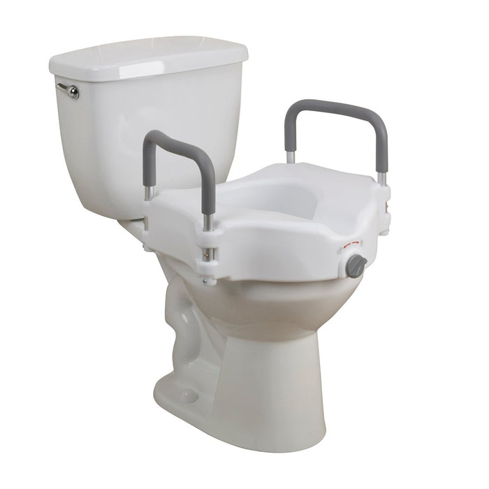 Elevated Raised Toilet Seat with Removable Padded Arms, Standard Seat