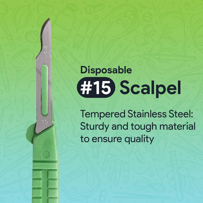 Disposable Scalpel Knife #15 - Ten Individually Wrapped Sterile Scalpel Blades