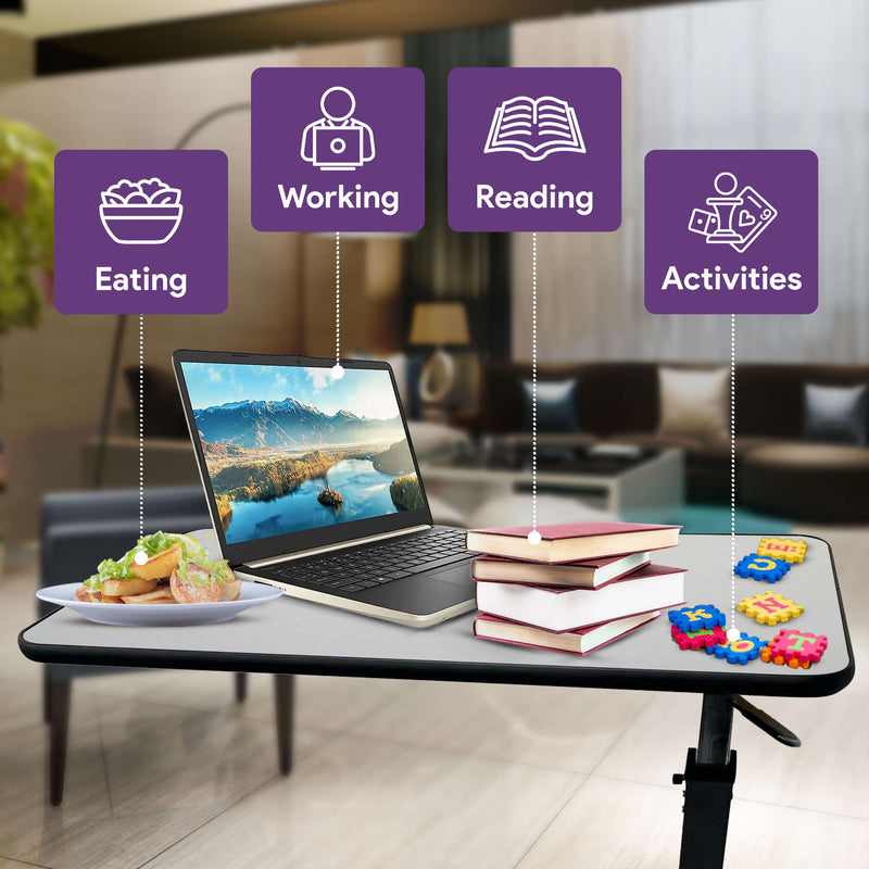 Overbed Table with Wheels - Gray