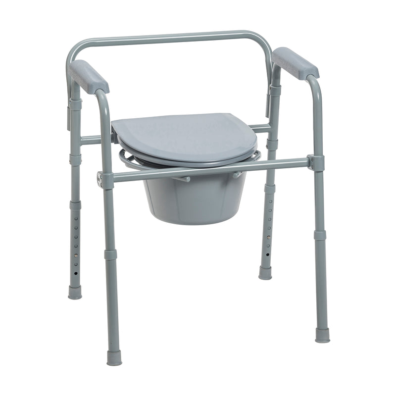 Steel Folding Deep Seat Bedside Commode