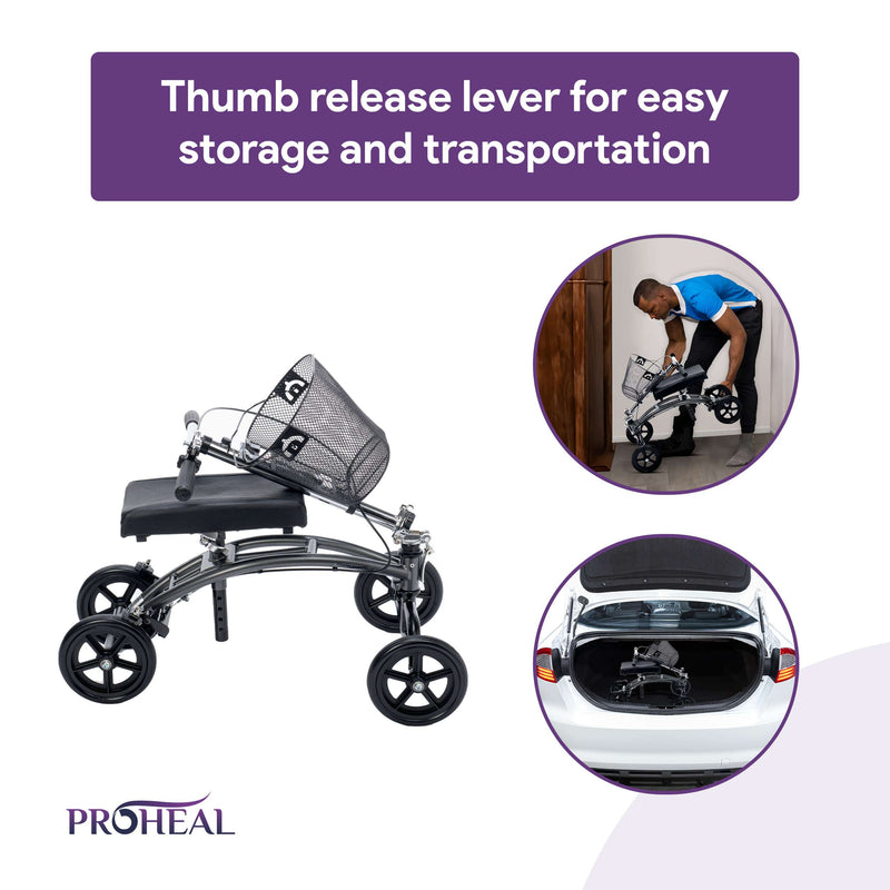 Lightweight Foldable Knee Walker with Basket